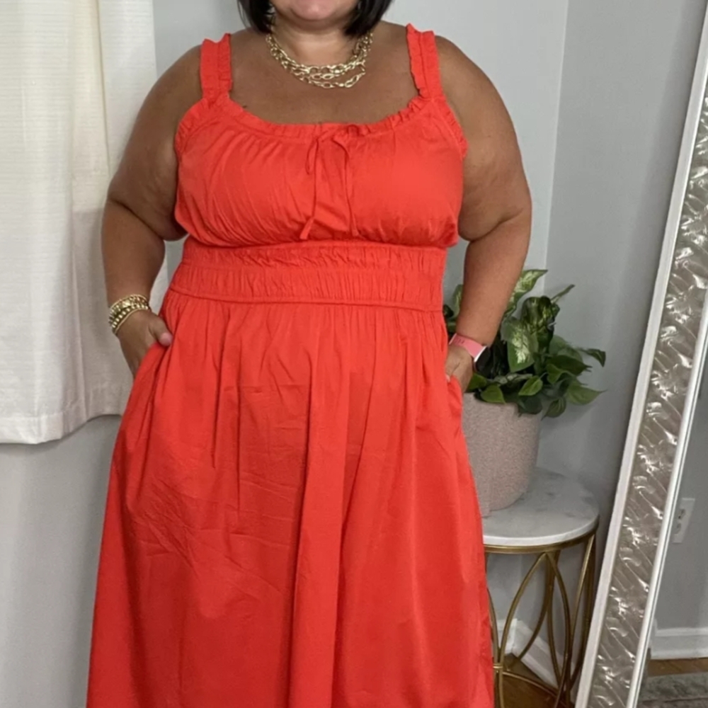 LC Lauren Conrad Vibrant Red Midi Dress